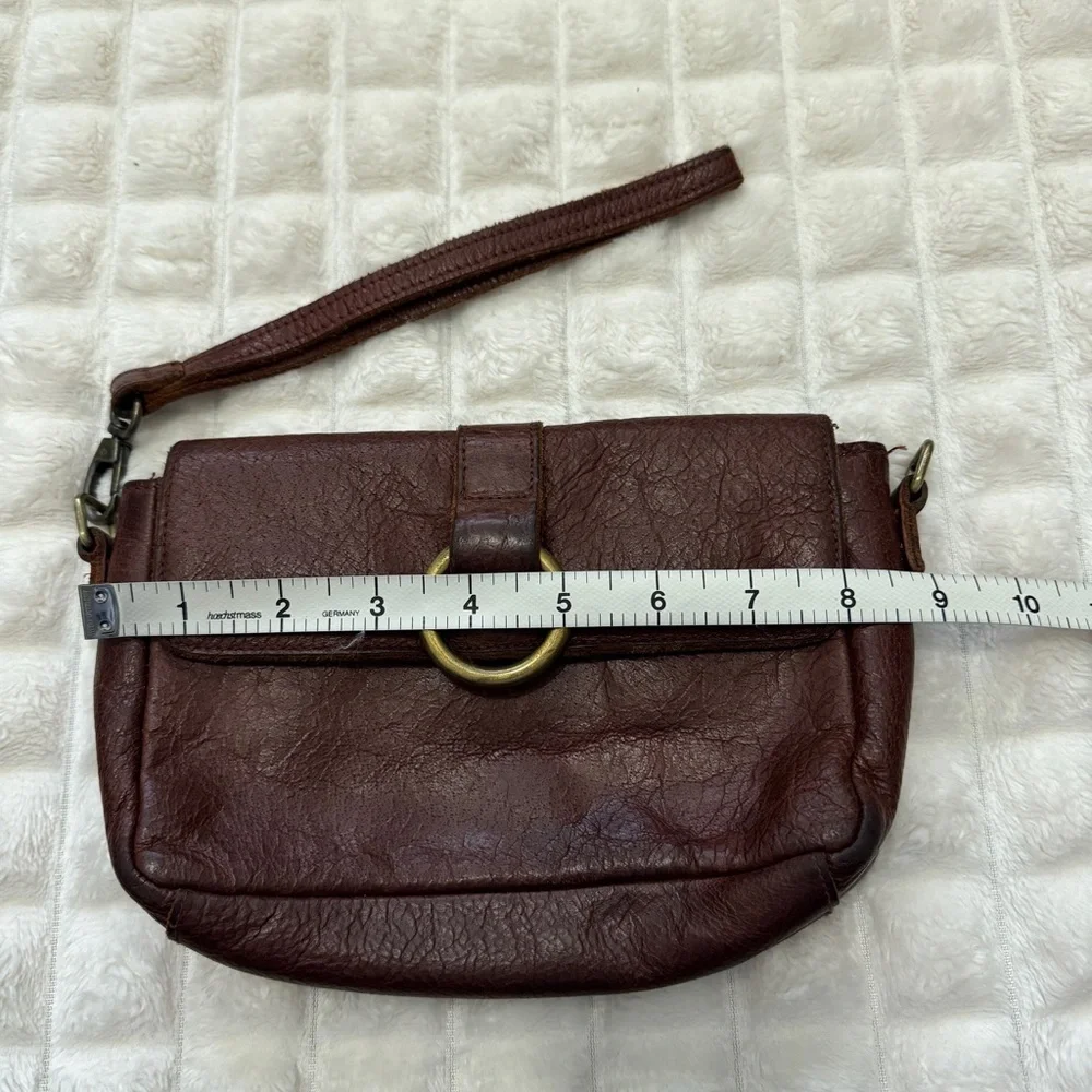 Overland Brown Leather Wristlet Clutch Bag ~‎ Western Southwestern Boho Concert
